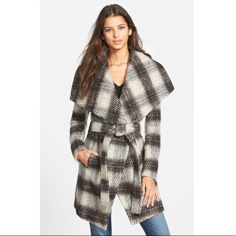 BCBGeneration Women’s Plaid Wool Wrap Coat
